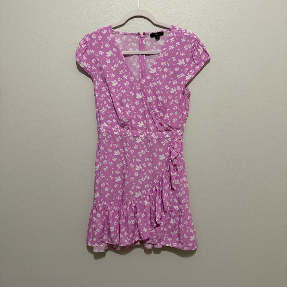 J. Crew Pink and White Floral Fawn Faux Wrap Dress - Picture 2 of 7